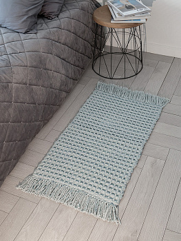 Коврик универсальный 50x80см DE'NASTIA Вафля с бахромой синий хлопок/полиэстер 000000000001230280