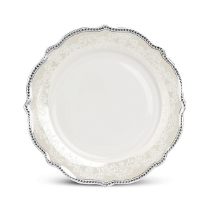 Набор столовой посуды 24 предмета Stephanie серебро (обеденная-6шт/десертная-6шт/суповая-6шт/блюдо-2шт/салатник/салфетница/набор специй) фарфор 000000000001219809