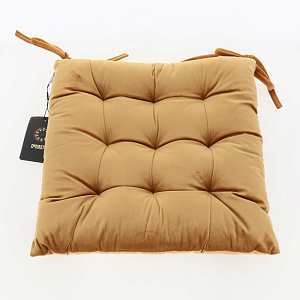 Подушка на стул 40х40см DE'NASTIA охра велюр полиэстер 000000000001209649