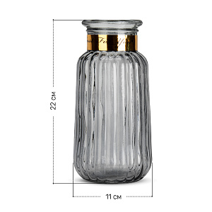 Ваза 22см Виолет декоративная с золотым горлышком стекло 000000000001196397