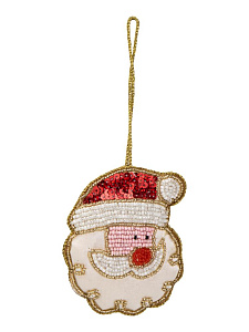 Декоративное украшение 9,5x705x3см DE'NASTIA Санта белый бисер/поролон 000000000001229680