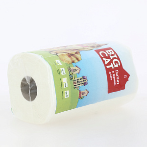 Полотенце бумажное 1 рулон 40м 2 слоя НОВАЯ ЛИНИЯ Большой кот Белое первичная целлюлоза 000000000001214930