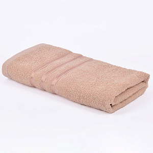 Полотенце махровое 50х90см СОФТИ бордюр 3 полоски бежевый хлопок 100% 000000000001212206