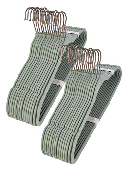 Набор плечиков для одежды 45х22см 30шт антискользящие мятный пластик/флок 000000000001229808