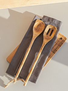 Лопатка для приготовления 35x6см DE'NASTIA с прорезями коричневый манго 000000000001229607