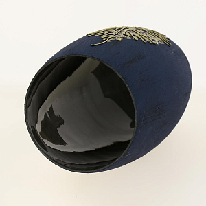 Ваза стеклянная с ручным рисунком, дизайн Danuta Kotova,широкий Бочонок Н30 см, ручной объемный рисунок по фактуроной поверхности. 000000000001191020