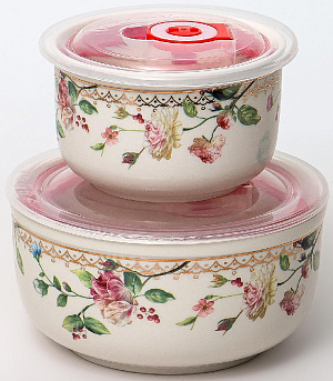 Набор салатников 2шт 280мл/560мл BALSFORD Стефания пластиковая крышка подарочная упаковка фарфор 000000000001203921