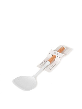 Лопатка кулинарная 33x8,5x4см DE'NASTIA Силвуд деревянная ручка светло-серый силикон/бук 000000000001227989