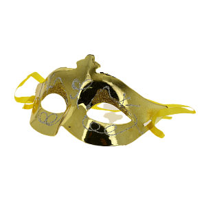 Маскарадная маска Золотая из пластика (полипропилен) с лентой для крепления на голове / 16х10х6,5см арт.80597 000000000001191307
