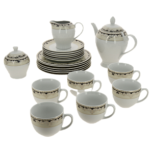 Н-р п 21пр,6чаш220+6блюд+сах-ца+мол-к+6тарелок200мм,синий в золоте106-03002 000000000001180700