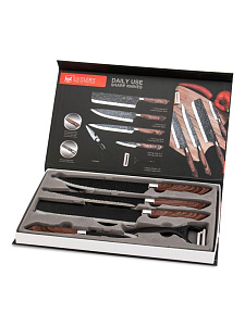 Набор ножей 6предметов(нож-измельчитель 20см, шеф-нож 19,4см, нож для мяса 19,4см, нож для овощей 9см, ножницы, овощечистка) нержавеющая сталь/пластик 000000000001228524