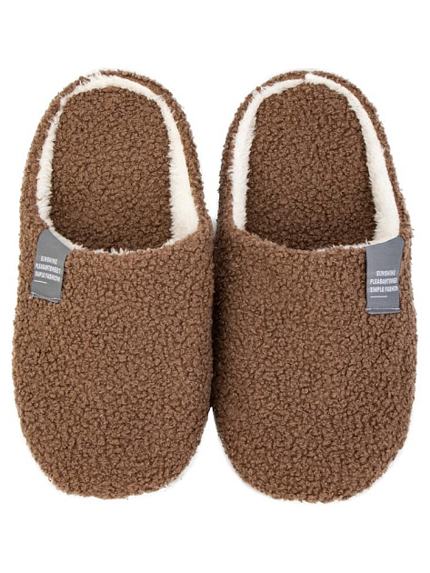 Тапочки домашние 44-45 мужские утепленные коричневый полиэстер/ПВХ 000000000001228794