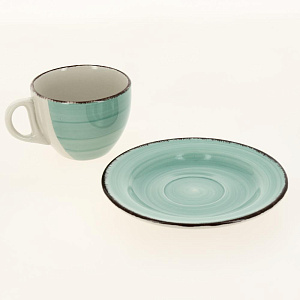 Пара чайная 220мл/блюдце ELRINGTON АЭРОГРАФ Изумруд керамика 000000000001200772