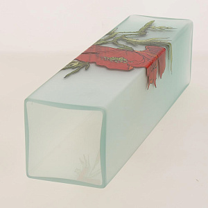 Ваза стеклянная с ручным витражным рисунокм, Форма вазы квадрат высотой 40 см.  6360/400/vtr042 000000000001191024