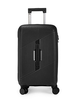 Чемодан на колесах S (36х22х55см) полосы черный PP 000000000001226552