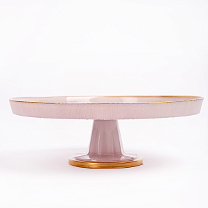 Блюдо на ножке 28см GLASSCOM золотая кайма lilak стекло 000000000001213181