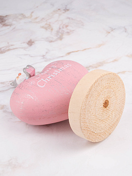 Украшение декоративное Гном на сердце 12,5х9х18,5см розовый дерево 000000000001208283