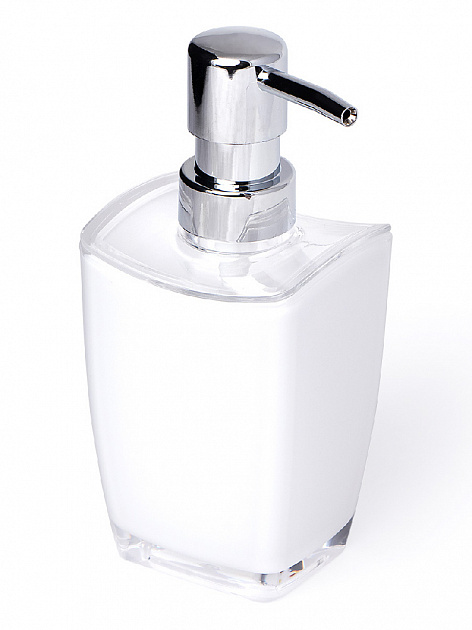 Диспенсер для жидкого мыла DE'NASTIA четырёхгранный зауженный белый пластик 000000000001200419