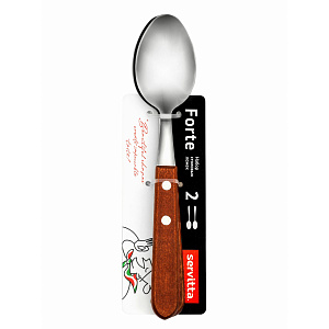 Набор ложек столовых 2 предмета SERVITTA Forte деревянная ручка нержавеющая сталь 000000000001217087