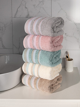 Полотенце махровое LUCKY Бордюр точки 450gsm 70x140 100% хлопок, розовый D100294 000000000001227637