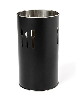 Стакан под столовые приборы 10x18см DE'NASTIA матовый черный нержавеющая сталь 000000000001221864