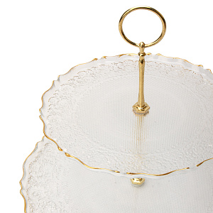 Этажерка-конфетница 28-21см GLASSCOM прозрачная с золотой обводкой стекло 000000000001219171