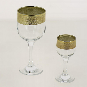 Набор 12 предметов ПРОМСИЗ Золотой карат (вино + водка) стекло 000000000001190681