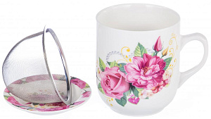 Кружка заварочная 350мл OLAFF Рассвет металл сито подарочная упаковка фарфор 000000000001184650