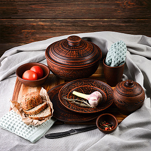 Миска для вареников 1,4л дымленая керамика 000000000001211403