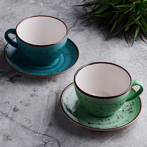 Набор чайный 4 предмета (чашка 350мл-2шт/блюдце-2шт) TULU PORSELEN Mint/Turquoise фарфор 000000000001212351