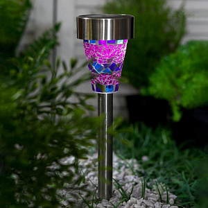 Фонарь садовый 38,5см D7,5см LUAZON LIQHTING Витраж фиолетовый 1 LED на солнечной батарее металл 000000000001211016