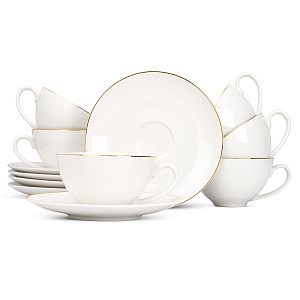 Набор чайный 12 предметов Классик с золотом фарфор 000000000001219690