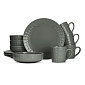 Набор столовой посуды 12 предметов LUCKY рельеф серый керамика