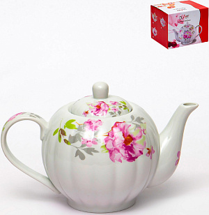 Чайник фарфор 1000мл подарочная упаковка Флора Акварель Olaff 124-01200 000000000001200550