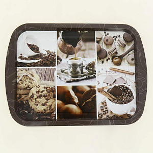 Поднос 45х32,5см НОВЫЙ АРГУМЕНТ Кофе прямоугольный жестяной 000000000001204681