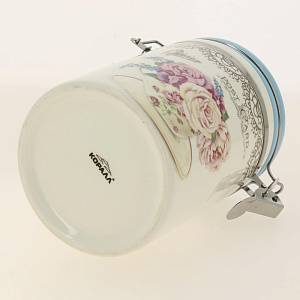 Банка для сыпучих продуктов 850 мл подарочная упаковка c с клипсой Букет доломит ZFC038-37 000000000001196870