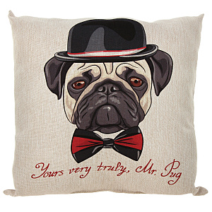 Декоративная подушка Мопс, 44х44 см 000000000001174968