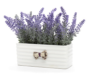 Цветок искуственный Лаванда в белом горшке пластик 000000000001217060