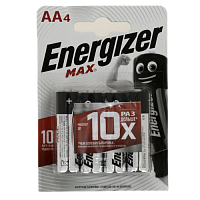 Батарейка ENERGIZER MAX ALKALINE AA 4шт E91 щелочные E300157104 000000000001126201