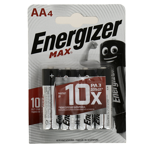 Батарейка ENERGIZER MAX ALKALINE AA 4шт E91 щелочные E300157104 000000000001126201
