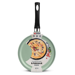 Сковорода блинная 24см НЕВА МЕТАЛЛ ПОСУДА mint литой алюминий 000000000001220686