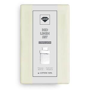 Комплект постельного белья 1,5сп 50х70см-2шт LUCKY молочный страйп-сатин хлопок 000000000001218173