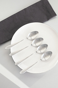 Набор ложек чайных 4шт DE'NASTIA Этерна серебристый сатин нержавеющая сталь 000000000001229640