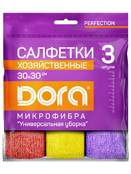 Салфетка универсальная Dora 30х30см 3шт супервпитывающая, микрофибра, артикул 2001-030 000000000001203023