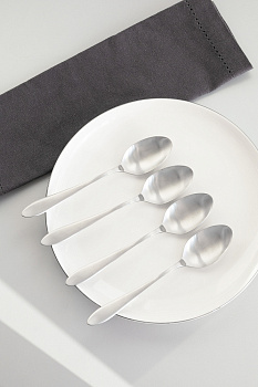 Набор ложек чайных 4шт DE'NASTIA Этерна серебристый сатин нержавеющая сталь 000000000001229640