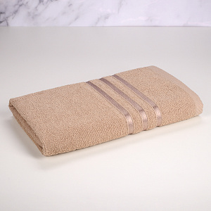 Полотенце махровое 50х90см DINA ME бордюр с 3 полосками светло-коричневое плотность 380гр/м 100%хлопок 000000000001210278