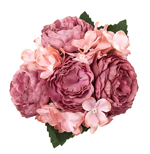 Цветок искуственный Букет гортензия и пион 25см ПВХ 000000000001217056