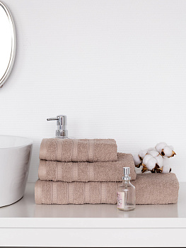 Полотенце махровое 35х70см LUCKY бежевое жаккард 100% хлопок 000000000001211695