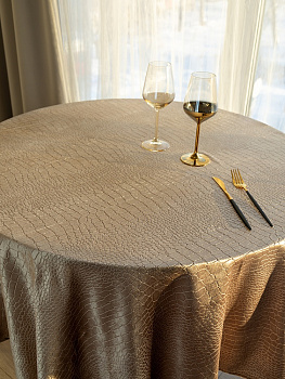 Скатерть D170см LUCKY Бархат бежевый полиэстер 000000000001221321