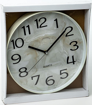 Часы настенные 30х30х4,1см OLAFF белый камень тихий ход 152-33030 000000000001205676